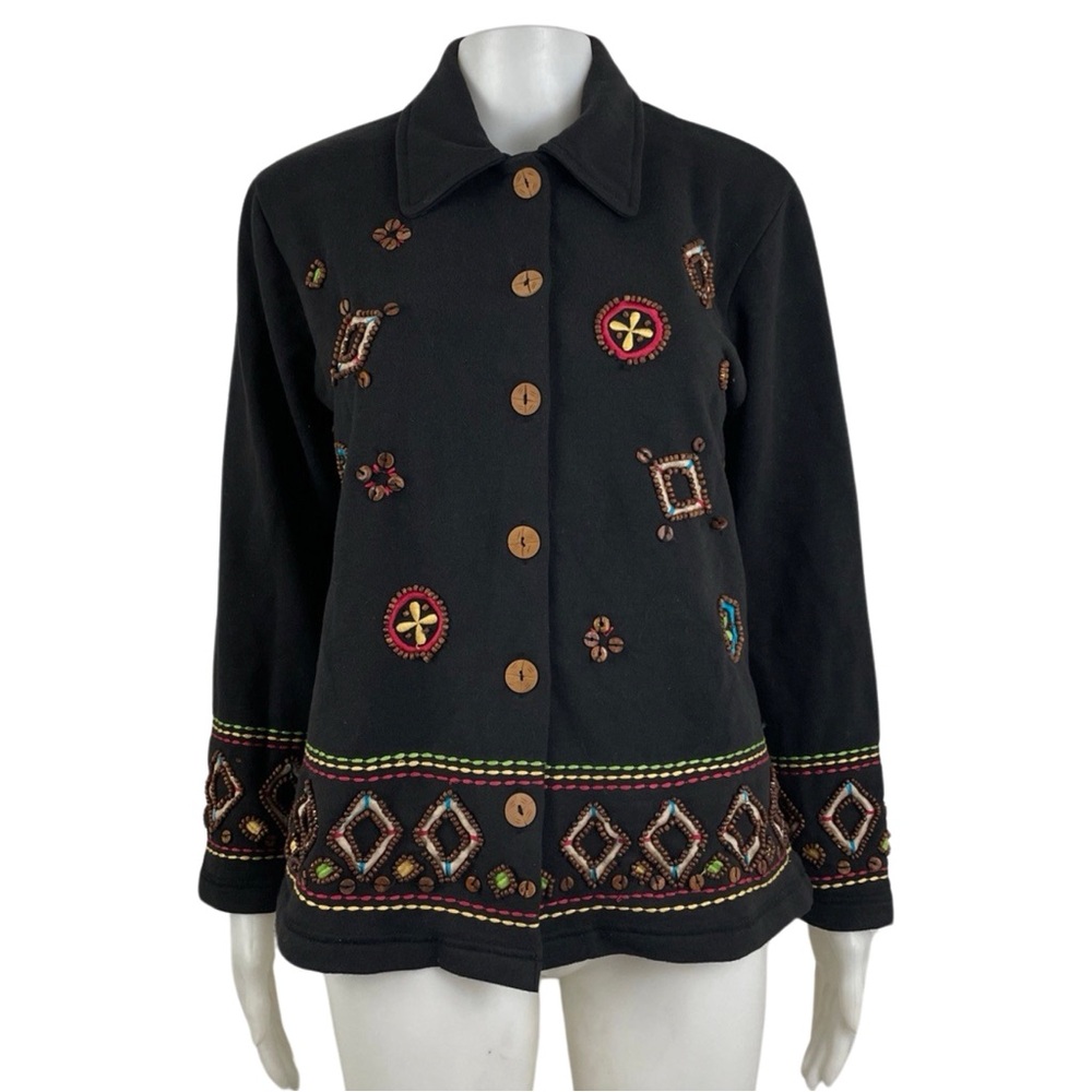 Vintage Coldwater Creek Beaded & Embroidered Women’s Jacket 🌼 | Y2K Button Down